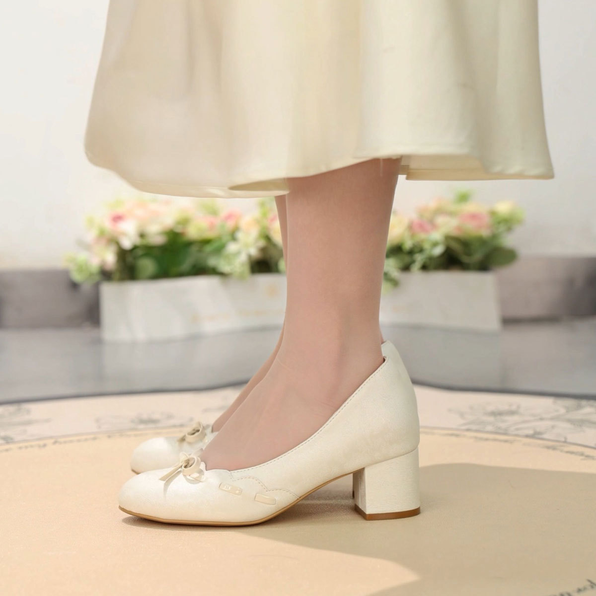 Bow Block Heel Pumps, Slip-On Shoes 2 Bow Block Heel Pumps, Slip-On Shoes - Image 2