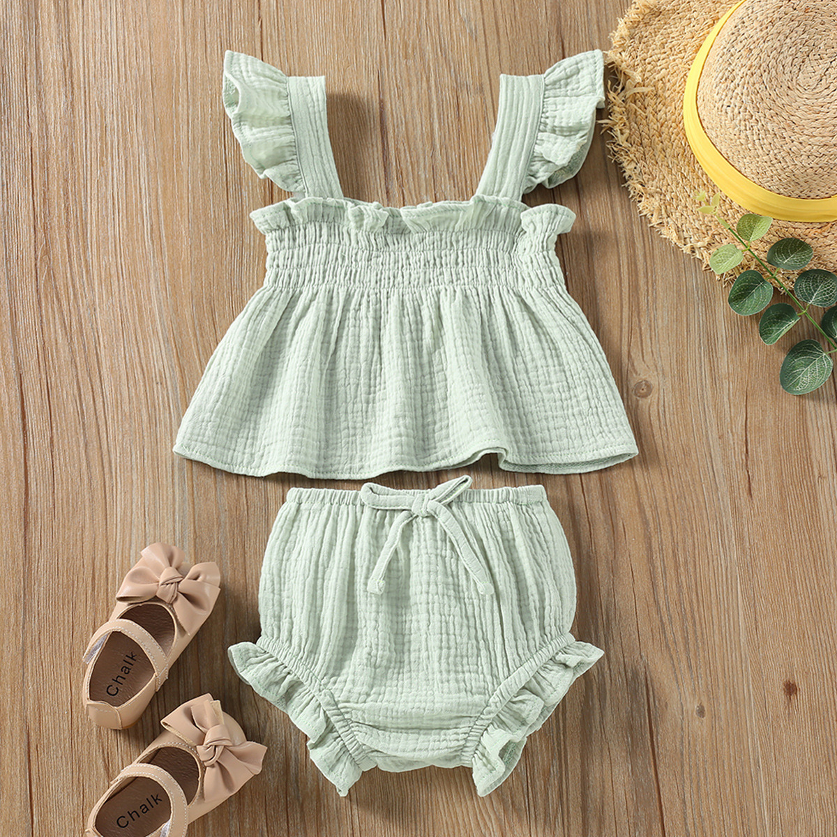 Girls' Solid Color Sling Top Suit 8 Girls' Solid Color Sling Top Suit - Image 8