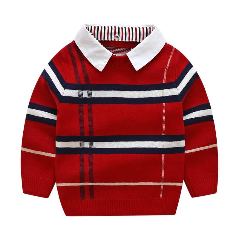 Boys Plaid Jacquard Sweater 4 Boys Plaid Jacquard Sweater - Image 4