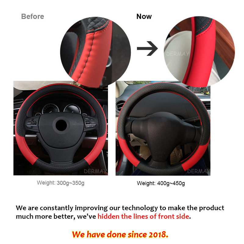 Universal Leather Car Steering Wheel Cover 3 Universal Leather Car Steering Wheel Cover - Image 3