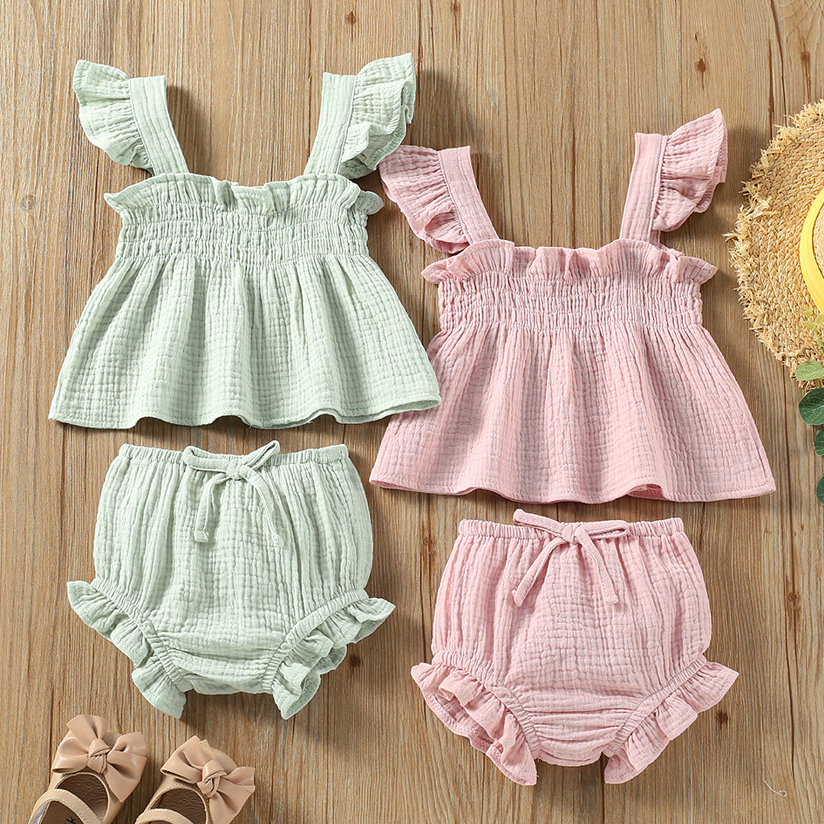 Girls' Solid Color Sling Top Suit 7 Girls' Solid Color Sling Top Suit - Image 7