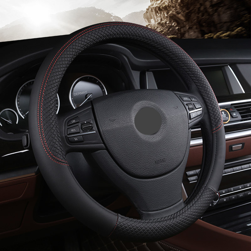 Universal Leather Car Steering Wheel Cover 2 Universal Leather Car Steering Wheel Cover - Image 2
