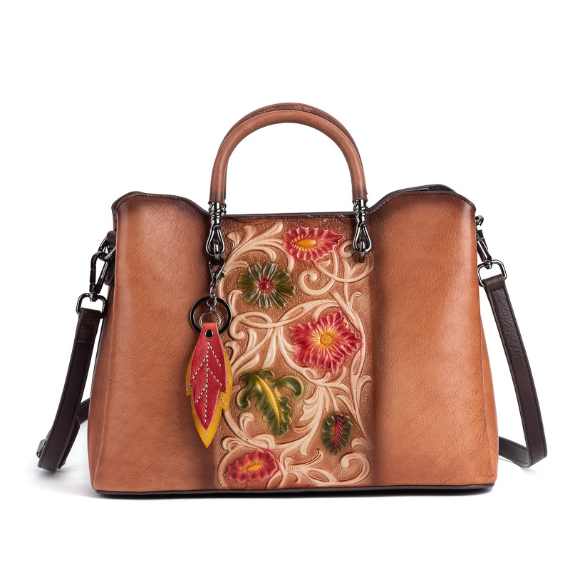 Retro Genuine Leather Embossed Large-Capacity Tote Bag 7 Retro Genuine Leather Embossed Large-Capacity Tote Bag - Image 7