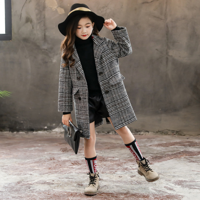 Gray Plaid Coat for Girls 4 Gray Plaid Coat for Girls - Image 4