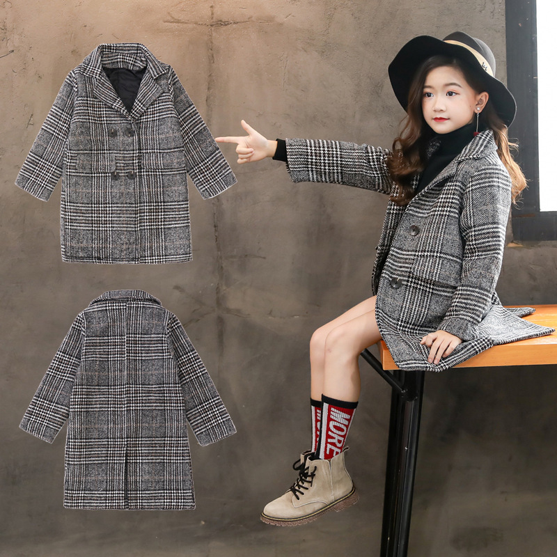 Gray Plaid Coat for Girls 3 Gray Plaid Coat for Girls - Image 3
