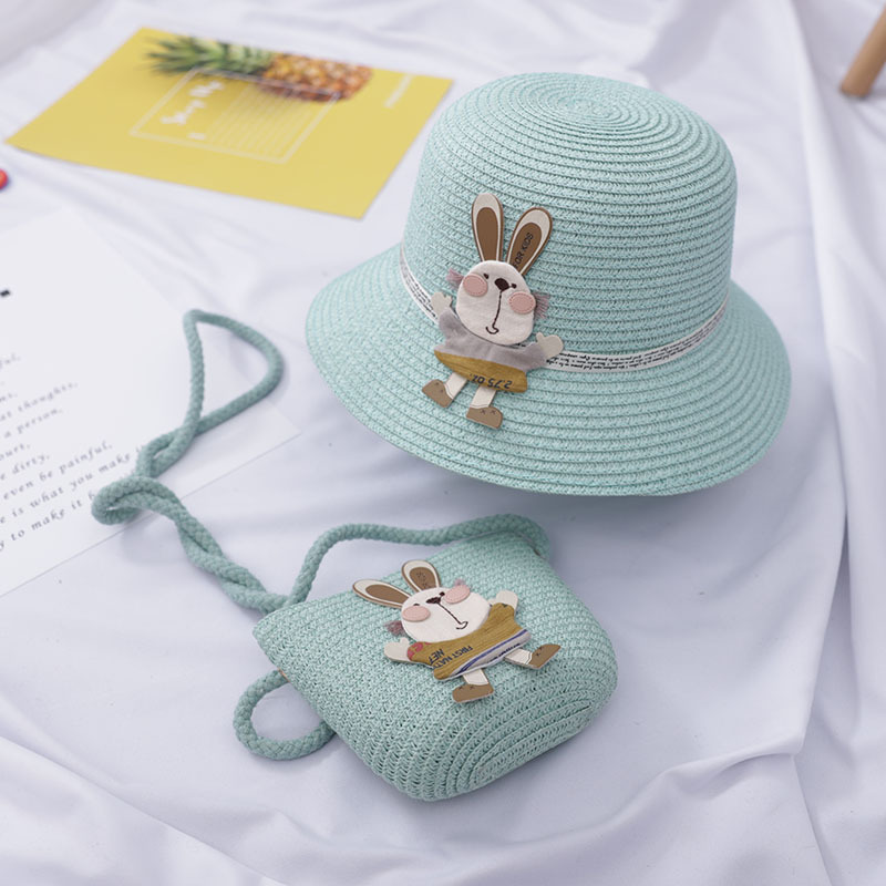 Cute Rabbit Decoration Bag Two-Piece Straw Hat 4 Cute Rabbit Decoration Bag Two-Piece Straw Hat - Image 4