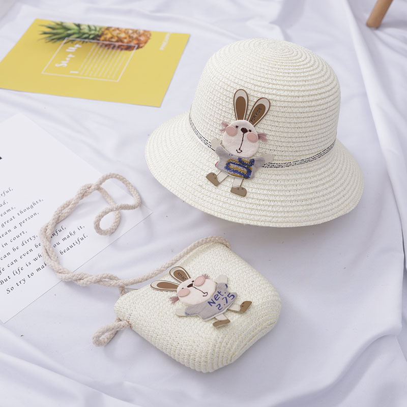 Cute Rabbit Decoration Bag Two-Piece Straw Hat 8 Cute Rabbit Decoration Bag Two-Piece Straw Hat - Image 8