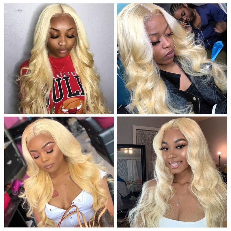 Blonde Lace Front Wig Transparent Lace Frontal Wig Pre Plucked Brazilian Body Wave Human Hair Wigs 1 Blonde Lace Front Wig Transparent Lace Frontal Wig Pre Plucked Brazilian Body Wave Human Hair Wigs