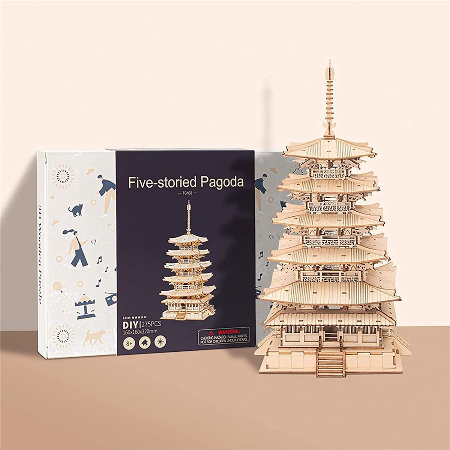 Five-storied Pagoda 3D Wooden Puzzle Toys 6 Five-storied Pagoda 3D Wooden Puzzle Toys - Image 6