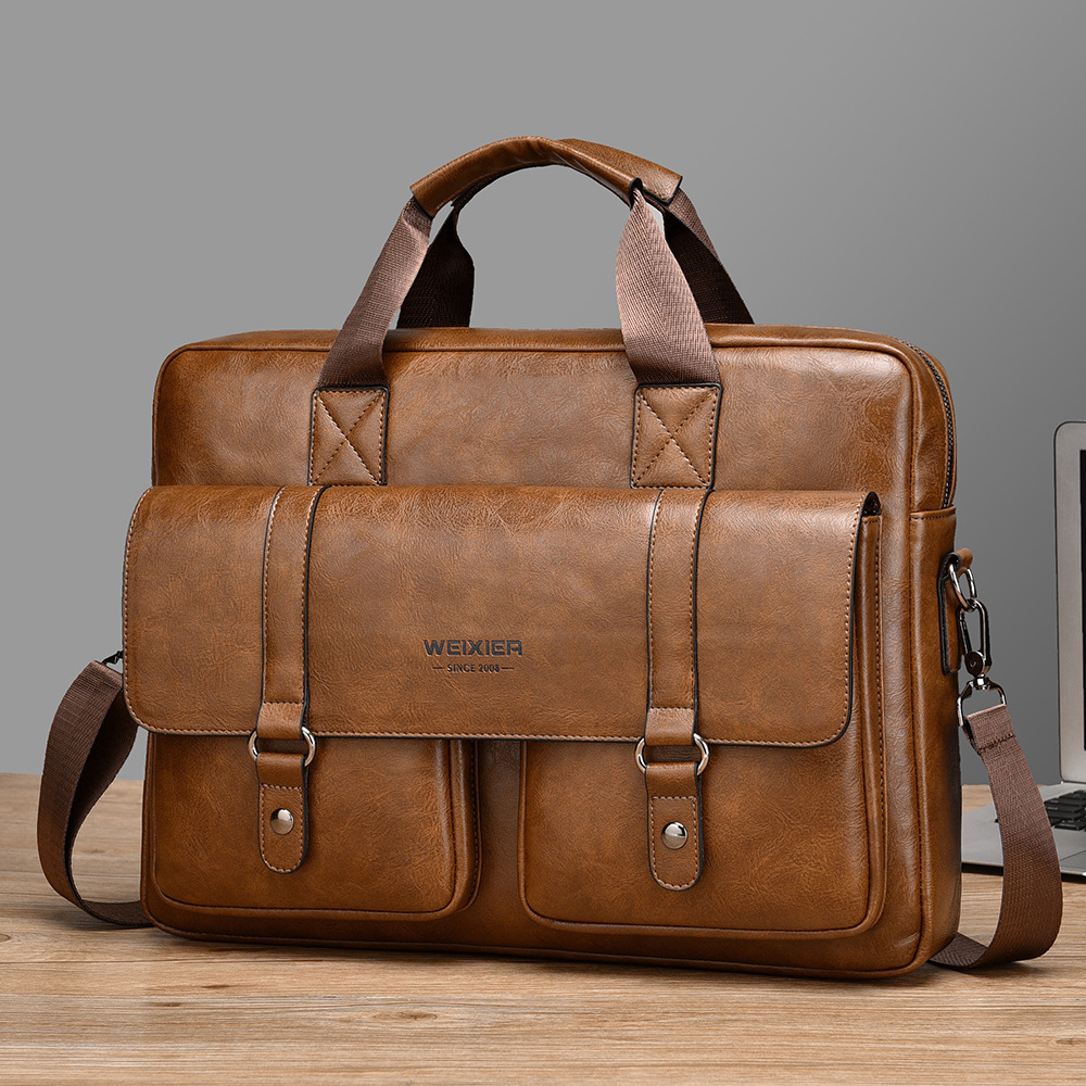 Men's Business Large-Capacity Shoulder Crossbody Simple Briefcase 7 Men's Business Large-Capacity Shoulder Crossbody Simple Briefcase - Image 7