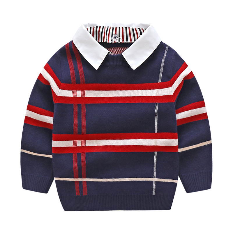 Boys Plaid Jacquard Sweater 5 Boys Plaid Jacquard Sweater - Image 5