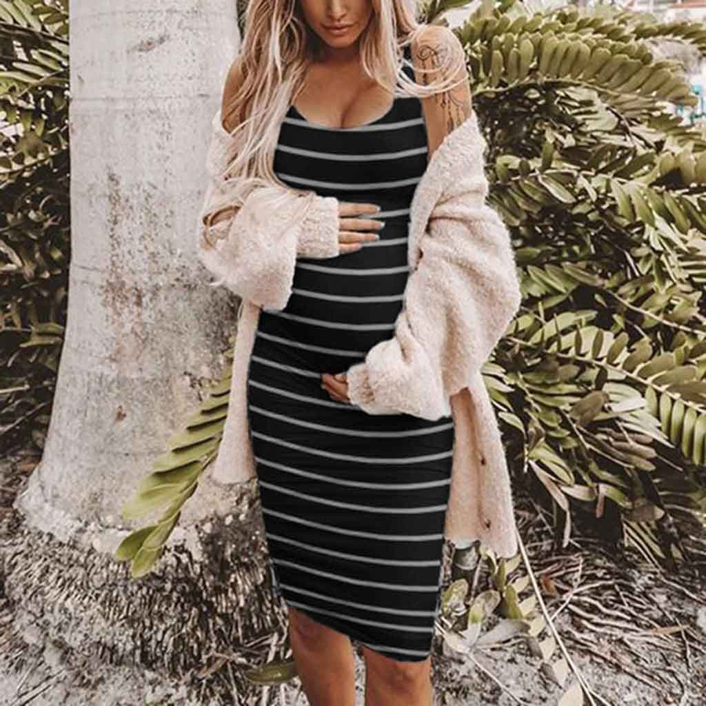 Striped Maternity Vest Dress 3 Striped Maternity Vest Dress - Image 3