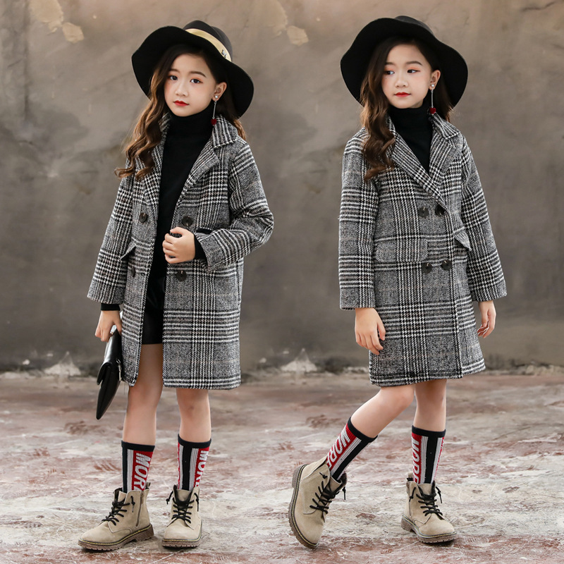Gray Plaid Coat for Girls 1 Gray Plaid Coat for Girls