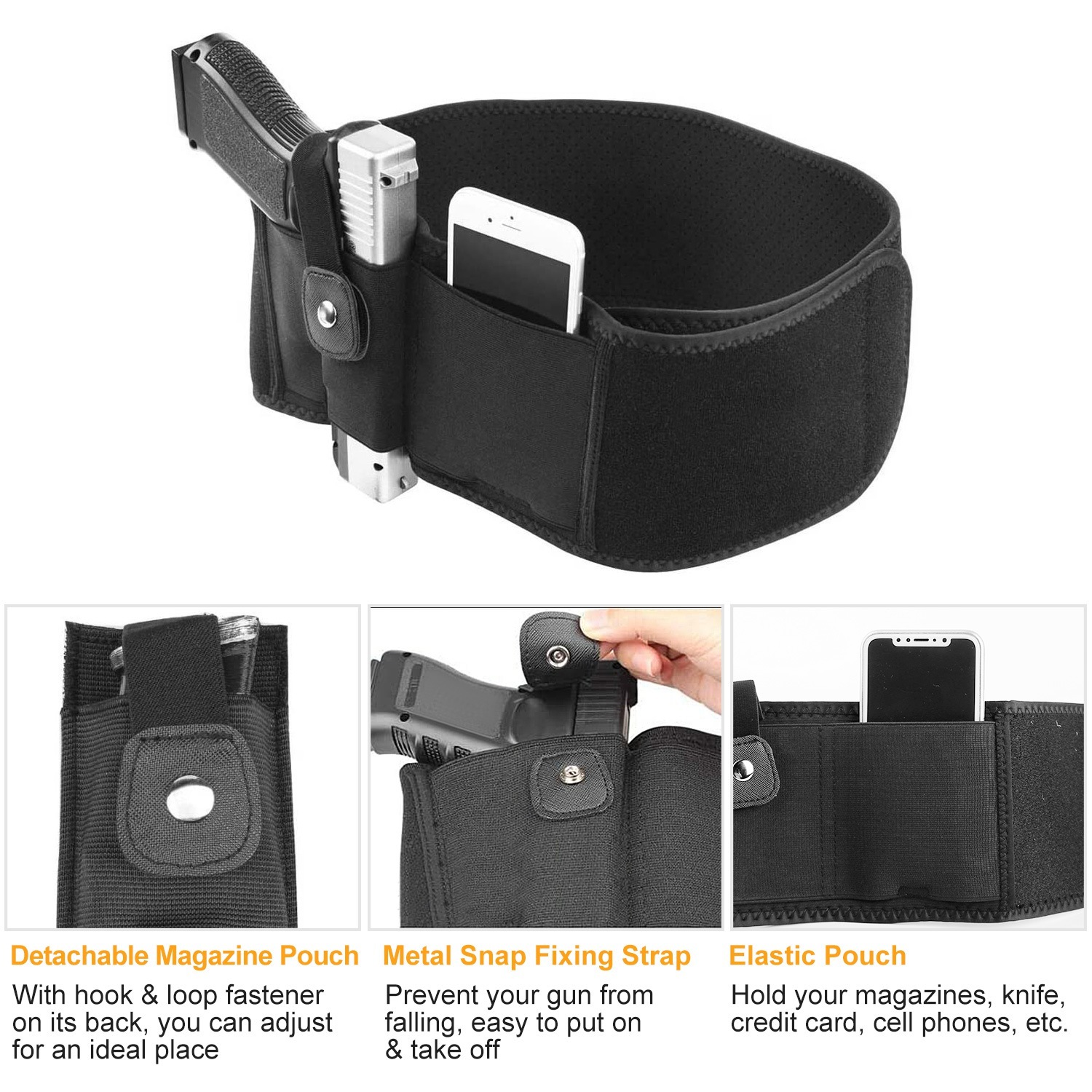 1Pc Belly Band Adjustable Waist Carry Pouch Breathable Neoprene Belt Bag 8 1Pc Belly Band Adjustable Waist Carry Pouch Breathable Neoprene Belt Bag - Image 8