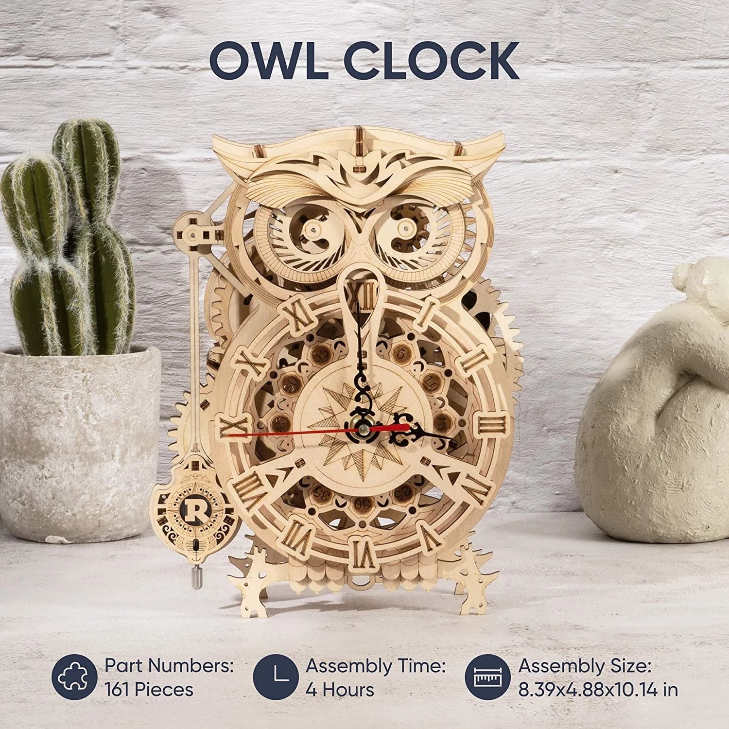 Creative DIY Toys 3D Owl Wooden Clock 5 Creative DIY Toys 3D Owl Wooden Clock - Image 5