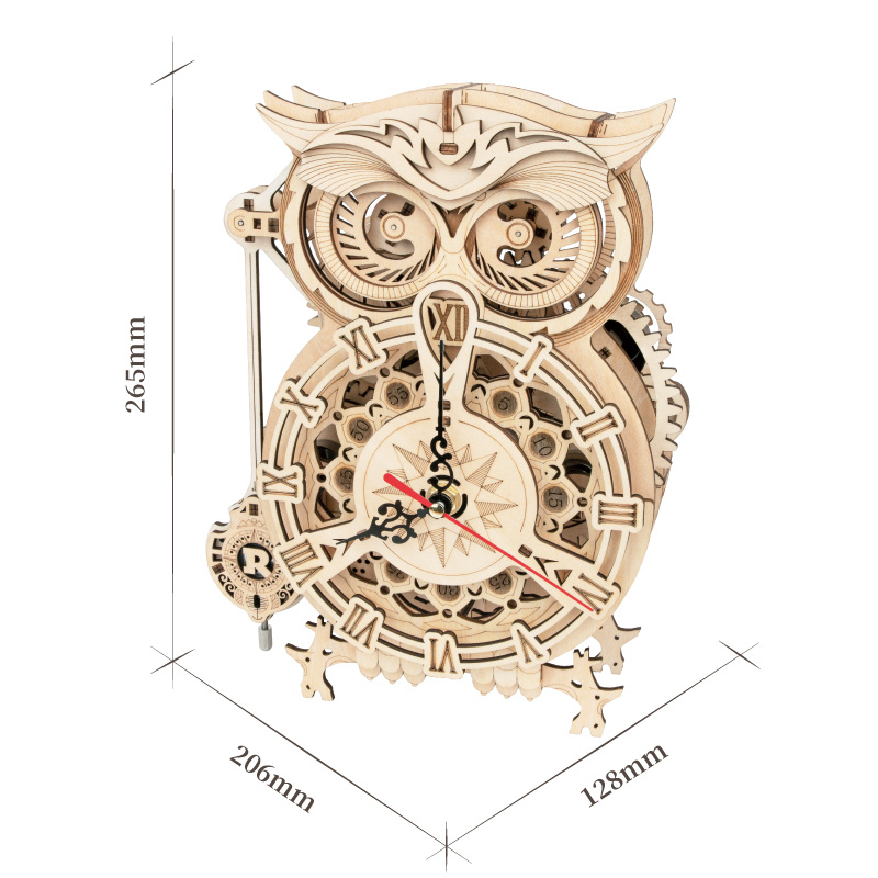 Creative DIY Toys 3D Owl Wooden Clock 4 Creative DIY Toys 3D Owl Wooden Clock - Image 4