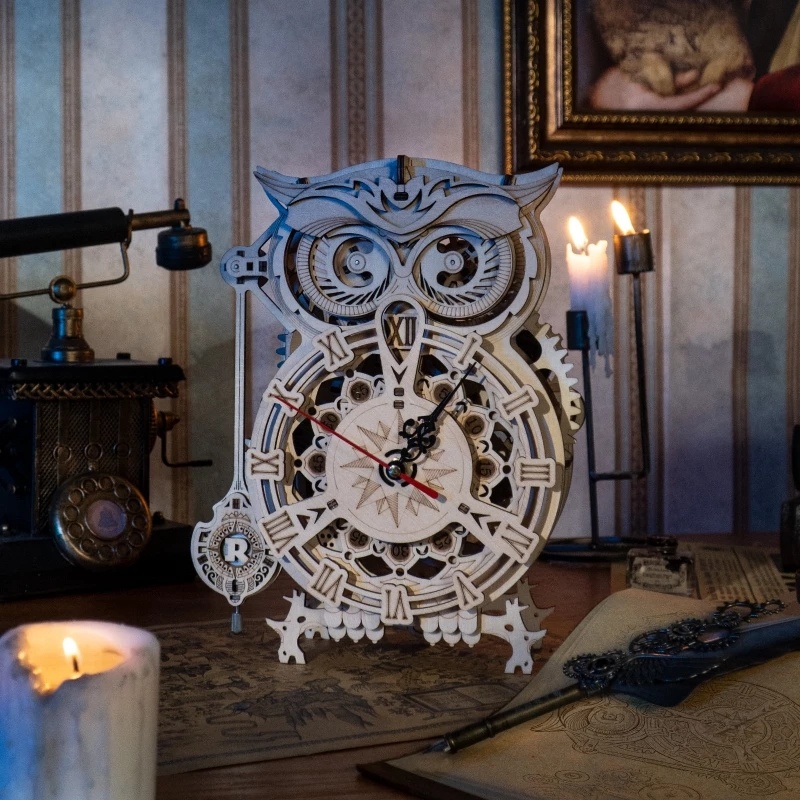 Creative DIY Toys 3D Owl Wooden Clock 2 Creative DIY Toys 3D Owl Wooden Clock - Image 2