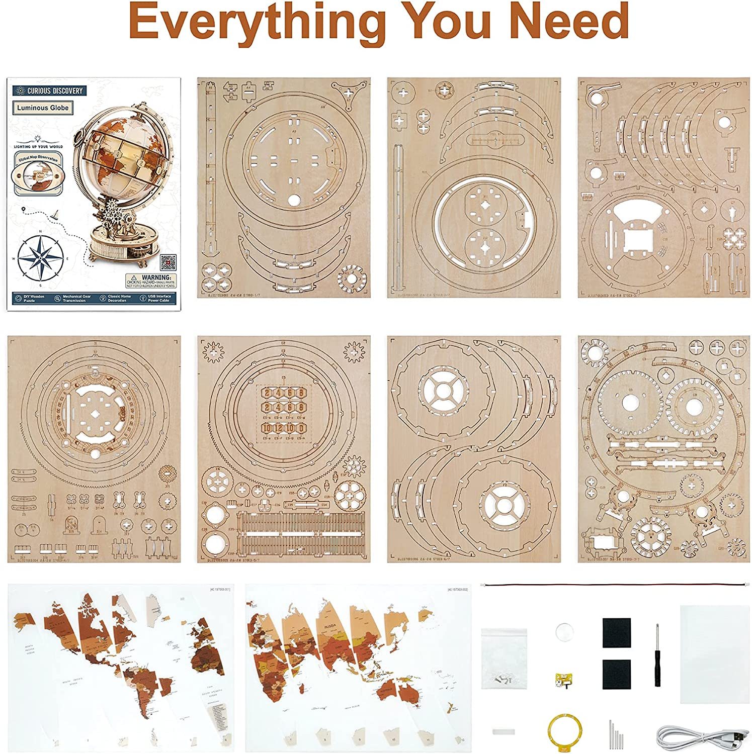 Luminous Globe 3D Wooden 180PCS 10 Luminous Globe 3D Wooden 180PCS - Image 10