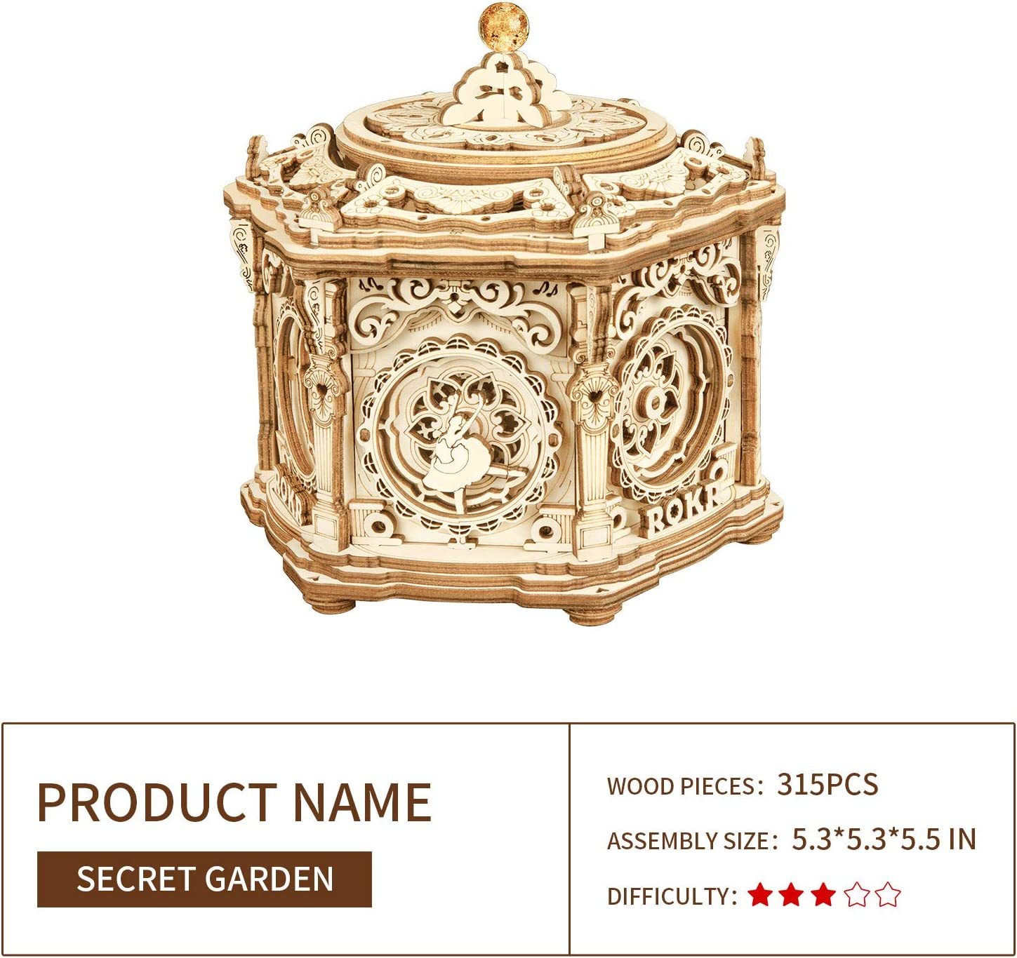 DIY Mechanical Music Box Kit 3D Wooden 3 DIY Mechanical Music Box Kit 3D Wooden - Image 3