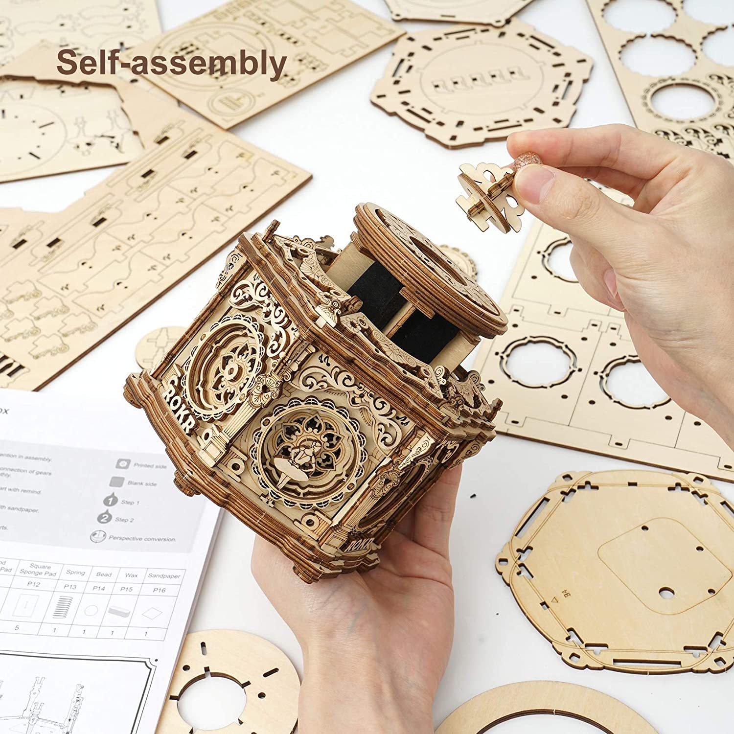 DIY Mechanical Music Box Kit 3D Wooden 2 DIY Mechanical Music Box Kit 3D Wooden - Image 2