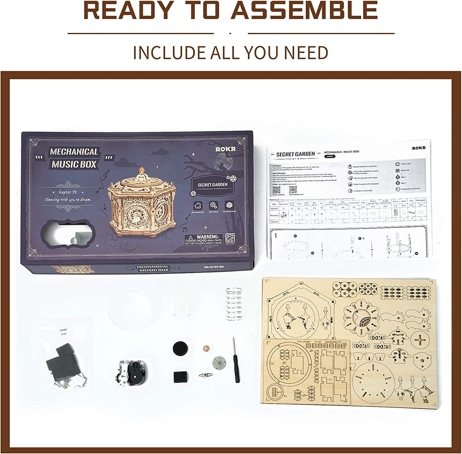 DIY Mechanical Music Box Kit 3D Wooden 4 DIY Mechanical Music Box Kit 3D Wooden - Image 4