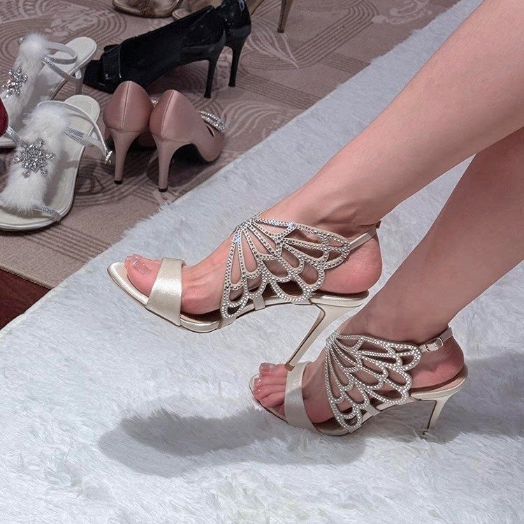 Satin One Buckle Strap Style High Heels Sandals 4 Satin One Buckle Strap Style High Heels Sandals - Image 4