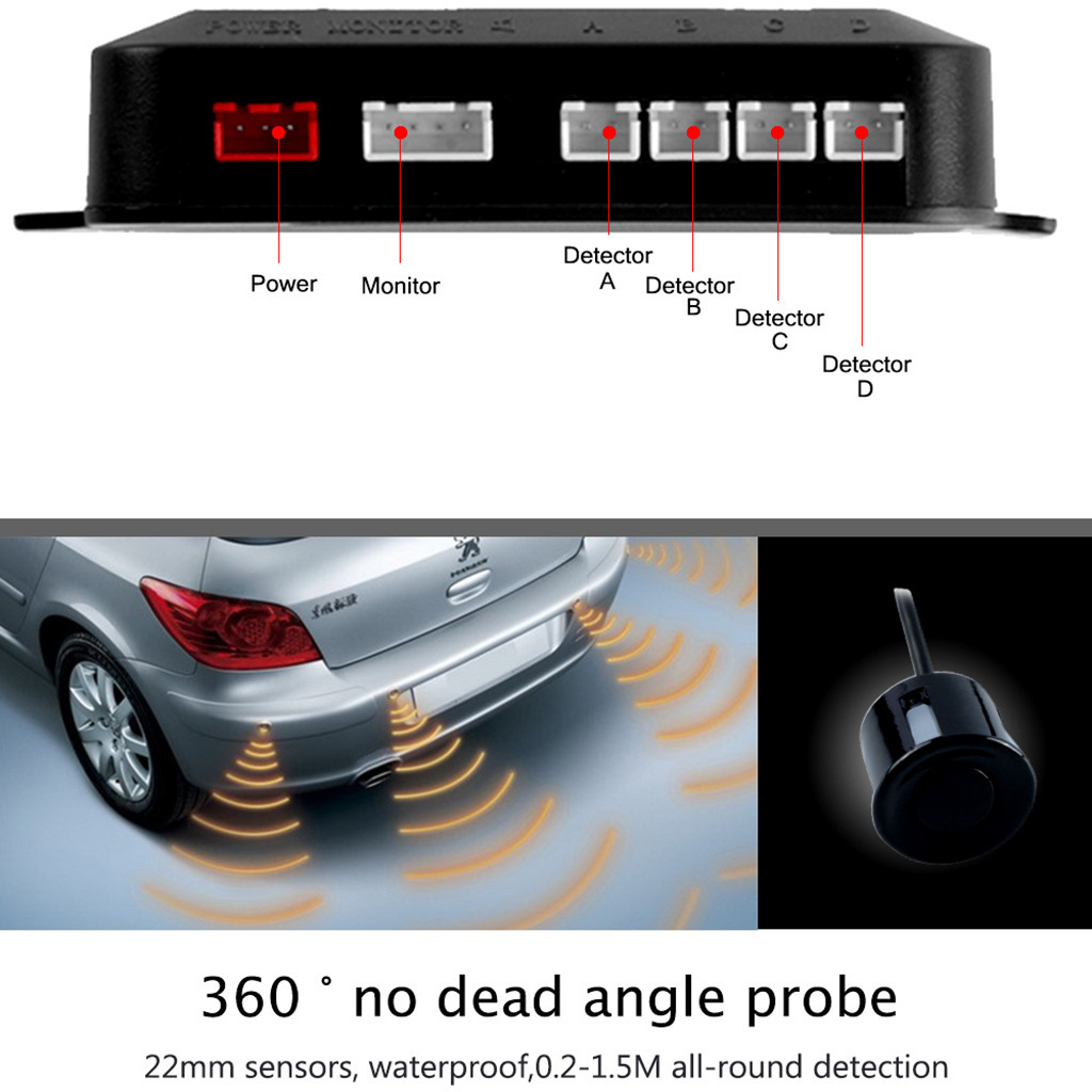 Car LED Crescent Buzzer Parking Sensor 4 Probes 6 Car LED Crescent Buzzer Parking Sensor 4 Probes - Image 6