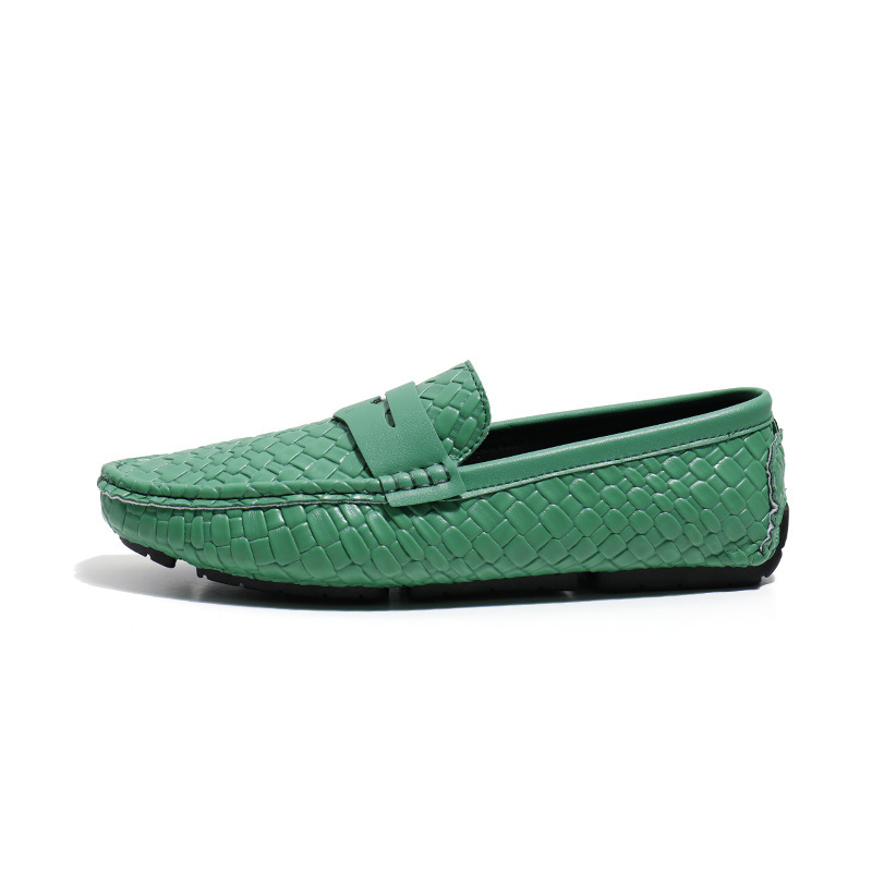 Men's Woven-pattern Leather Shoes Slip-on Loafers 7 Men's Woven-pattern Leather Shoes Slip-on Loafers - Image 7