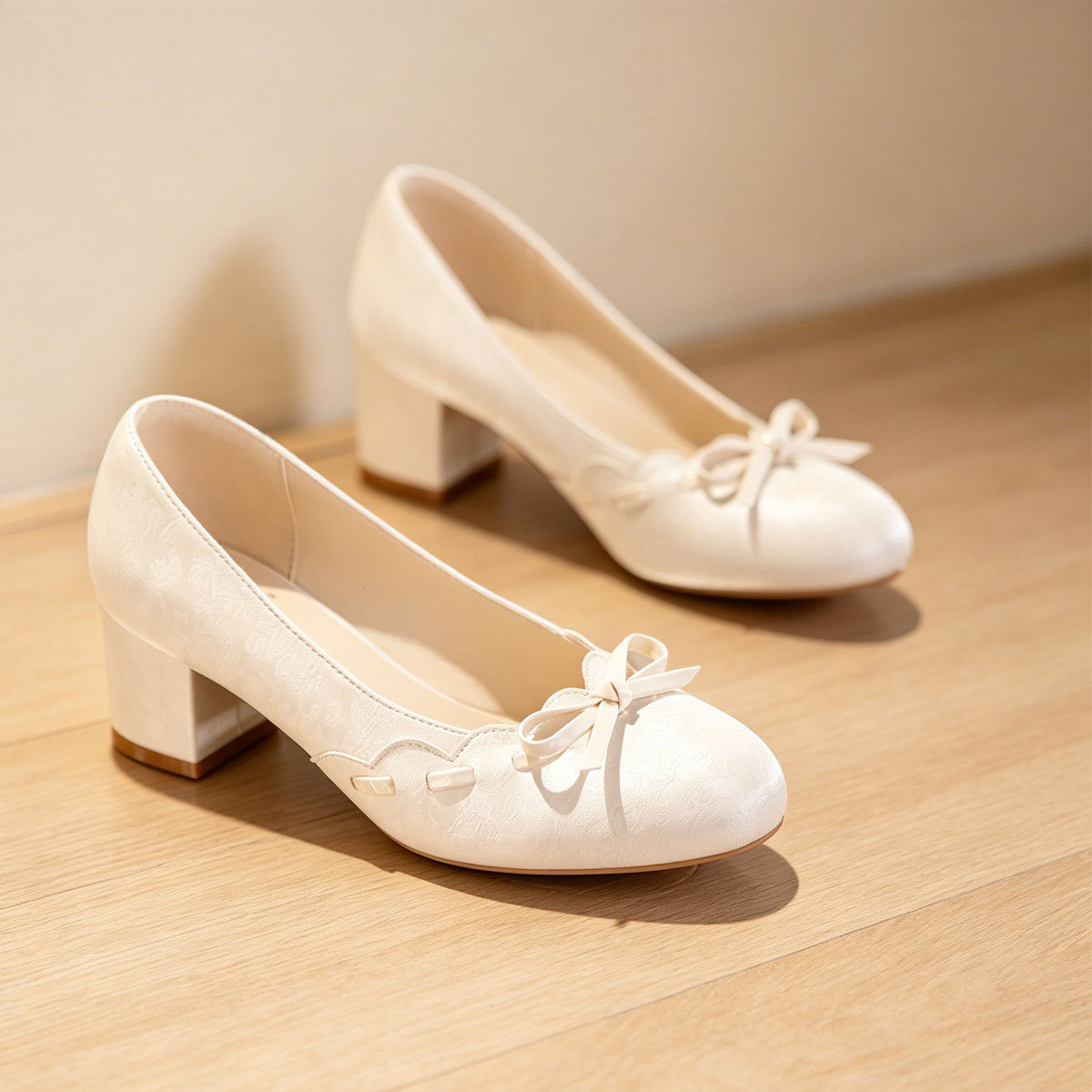 Bow Block Heel Pumps, Slip-On Shoes 1 Bow Block Heel Pumps, Slip-On Shoes