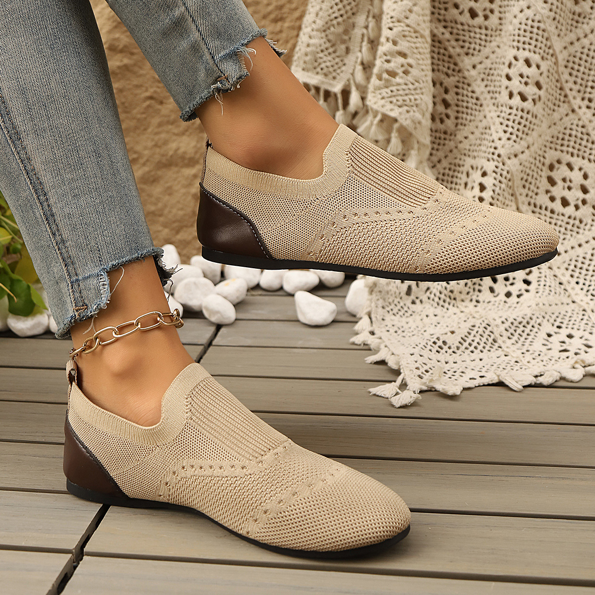 Fly knit Shoes Flat-Soled Breathable Casual 6 Fly knit Shoes Flat-Soled Breathable Casual - Image 6