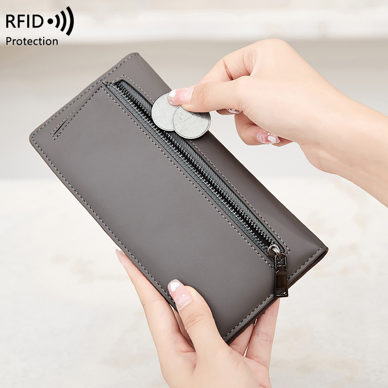 RFID Anti-Theft Wallet PU Simple Portable With Zipper And Multiple Card Slots 4 RFID Anti-Theft Wallet PU Simple Portable With Zipper And Multiple Card Slots - Image 4