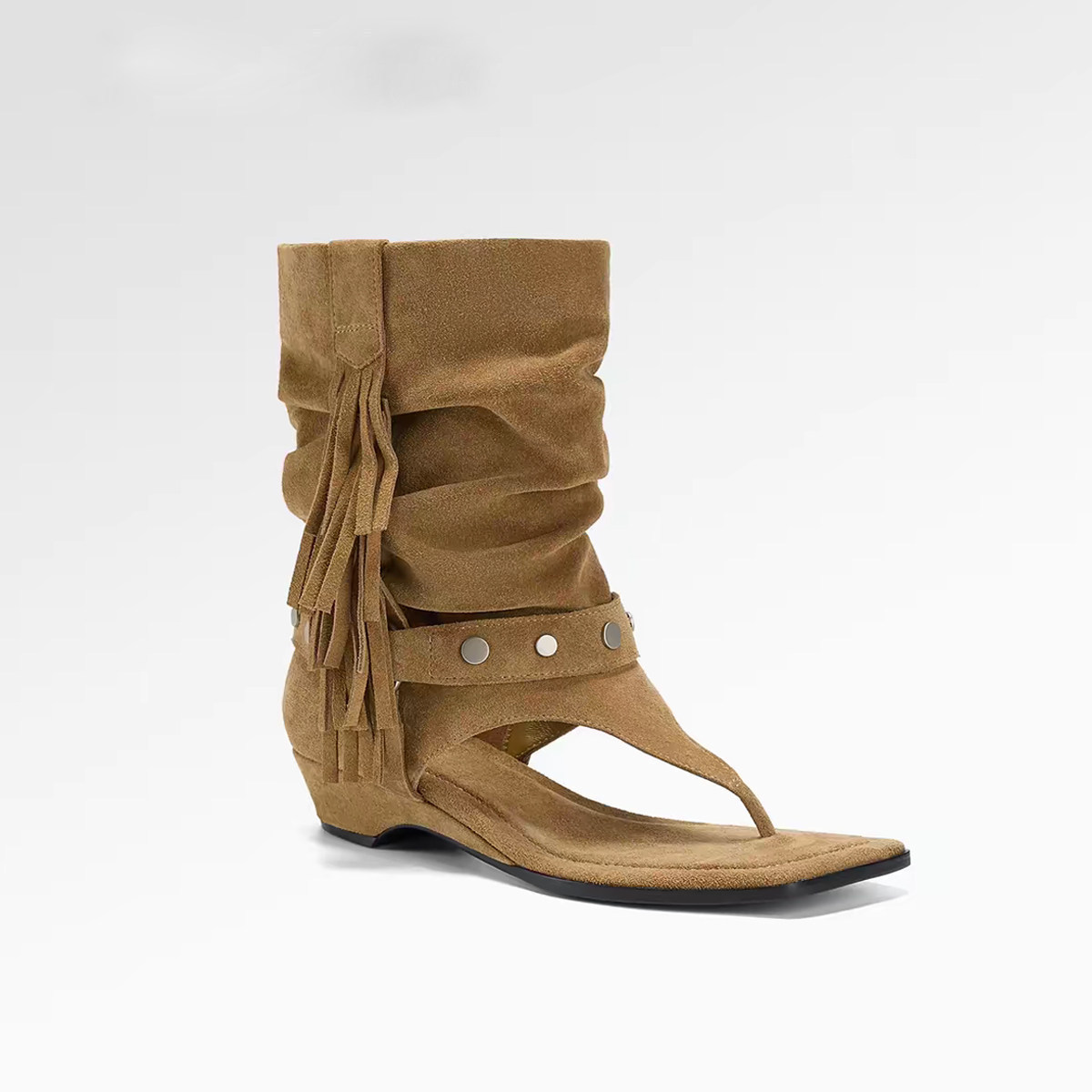 Tassel Retro Square-Toe Roman Sandals Women 4 Tassel Retro Square-Toe Roman Sandals Women - Image 4