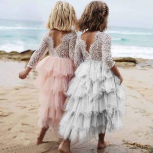 Girl's Long-sleeved Lace Dress