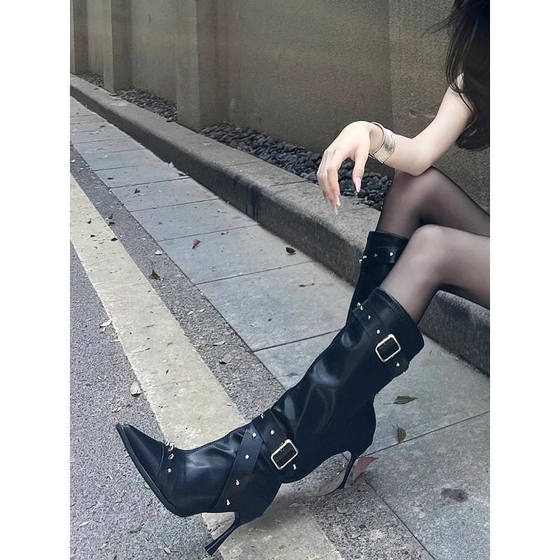 Women's All-Match Belt-Buckle Long Boots 5 Women's All-Match Belt-Buckle Long Boots - Image 5