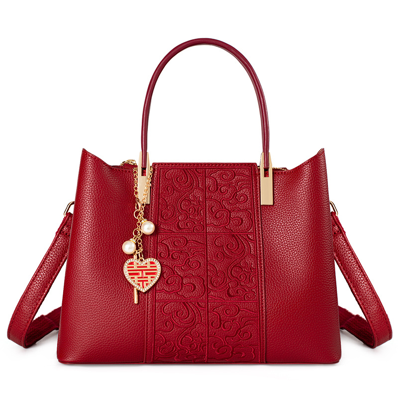 Embroidered Red High-Capacity Tote Bag 2 Embroidered Red High-Capacity Tote Bag - Image 2