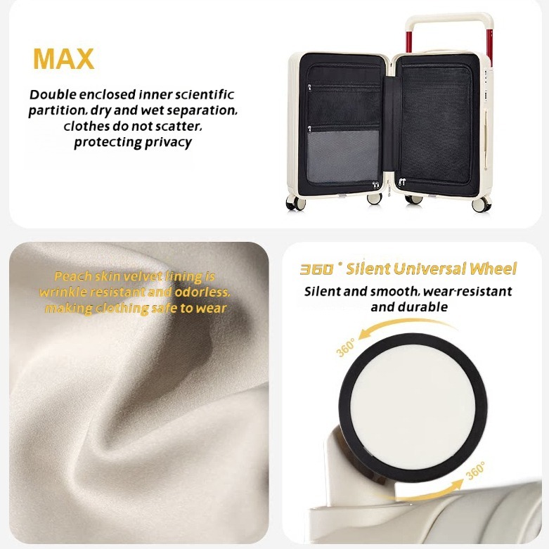 Wide Pull Rod Design Luggage Compartment, Large Capacity Luggage With Foldable Cup Holder And USB Interface 5 Wide Pull Rod Design Luggage Compartment, Large Capacity Luggage With Foldable Cup Holder And USB Interface - Image 5