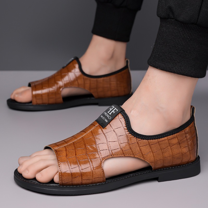 Men's Fashion Embossed Open-Toe Sandals 7 Men's Fashion Embossed Open-Toe Sandals - Image 7