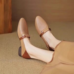 Soft Leather Low-Heel Pumps
