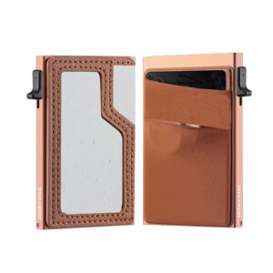 Slim Minimalist Wallet With ID Window, Pop Up Card Holder With Money Pocket Smart Wallet For Men RFID Blocking Metal Card Case