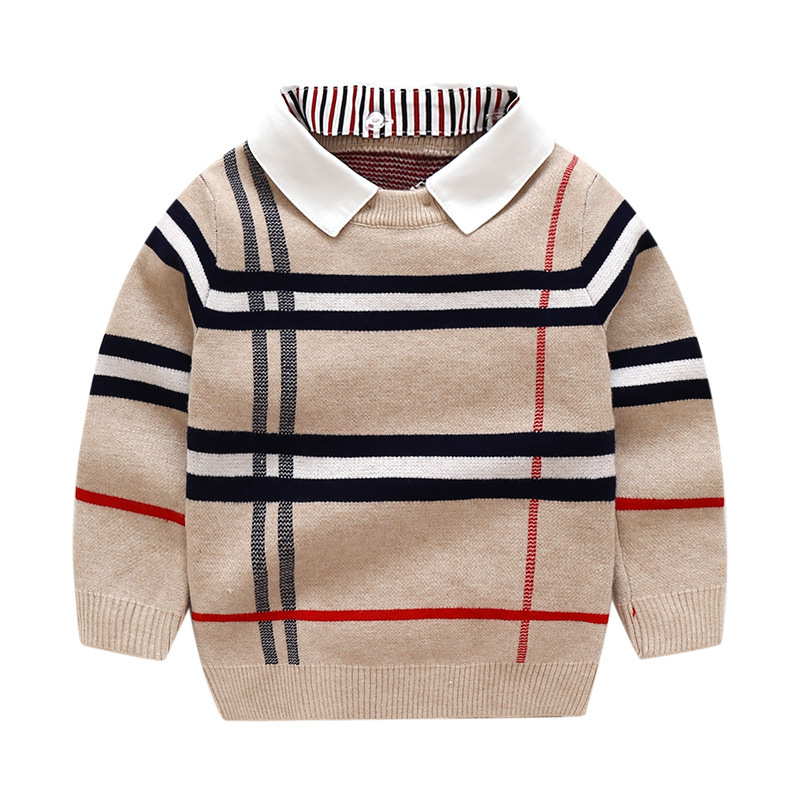 Boys Plaid Jacquard Sweater 1 Boys Plaid Jacquard Sweater