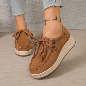 Chunky-soled Pumps With Front Laces Casual Chunky-soled Shoes