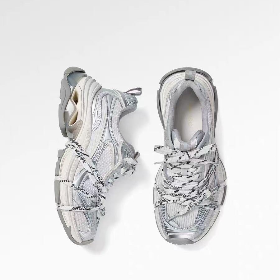 Silver Designer Dad-style Athletic Casual Shoes 1 Silver Designer Dad-style Athletic Casual Shoes