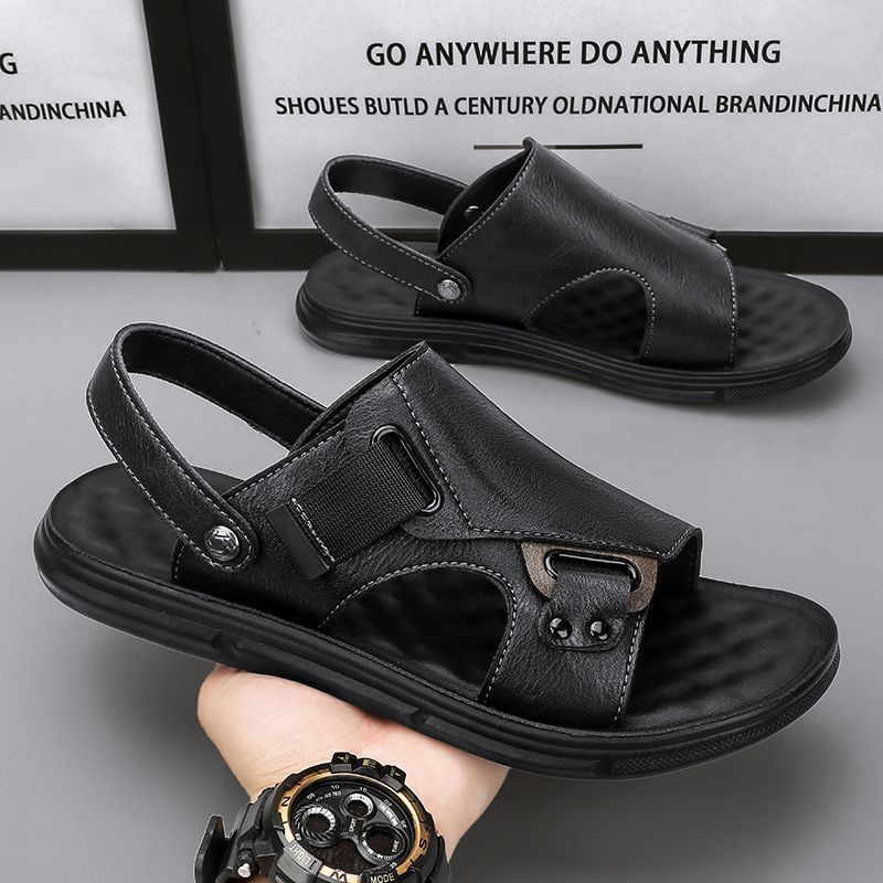 Mens Leather Thick-Soled Non-Slip Beach Casual Soft-Soled Sandals 2 Mens Leather Thick-Soled Non-Slip Beach Casual Soft-Soled Sandals - Image 2