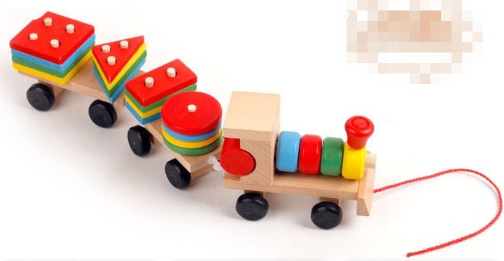 Wooden Train Three-section Tractor Toy 4 Wooden Train Three-section Tractor Toy - Image 4