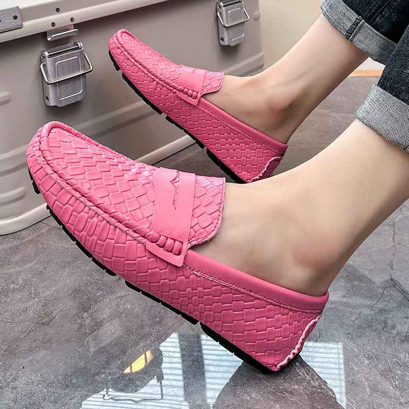 Men's Woven-pattern Leather Shoes Slip-on Loafers 8 Men's Woven-pattern Leather Shoes Slip-on Loafers - Image 8