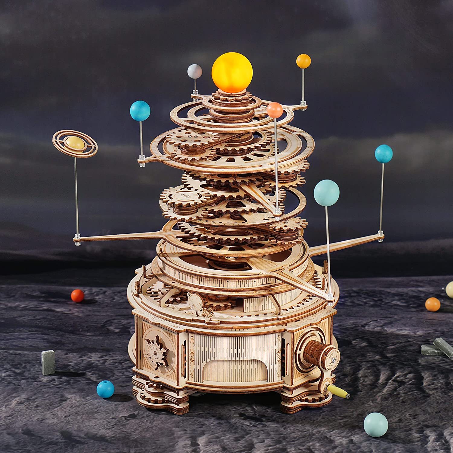 Rotatable Mechanical Orrery 3D Wooden Puzzle Games 1 Rotatable Mechanical Orrery 3D Wooden Puzzle Games