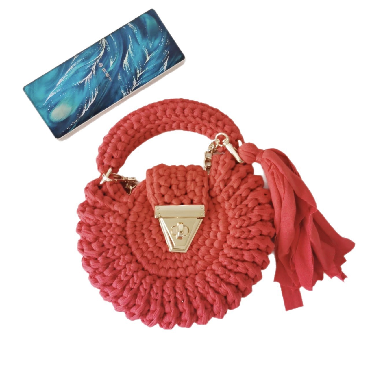 Bohemian Women's Solid-Colored Fabric-Strap Crochet Bag 6 Bohemian Women's Solid-Colored Fabric-Strap Crochet Bag - Image 6