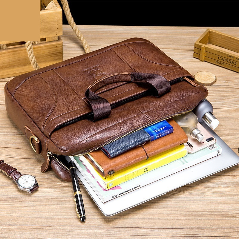 Full-grain Leather Large-capacity Men's Briefcase 1 Full-grain Leather Large-capacity Men's Briefcase