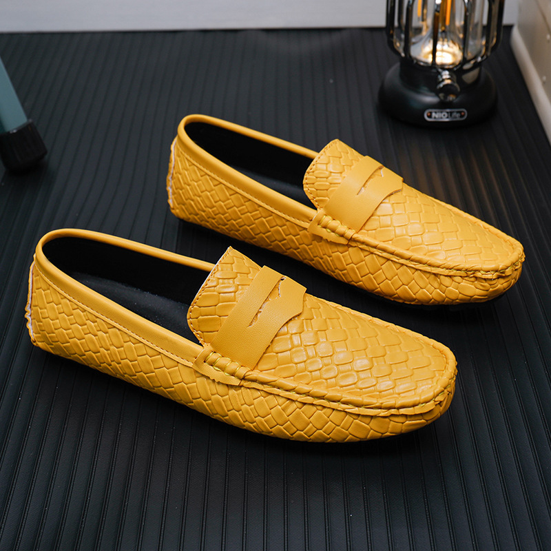 Men's Woven-pattern Leather Shoes Slip-on Loafers 5 Men's Woven-pattern Leather Shoes Slip-on Loafers - Image 5
