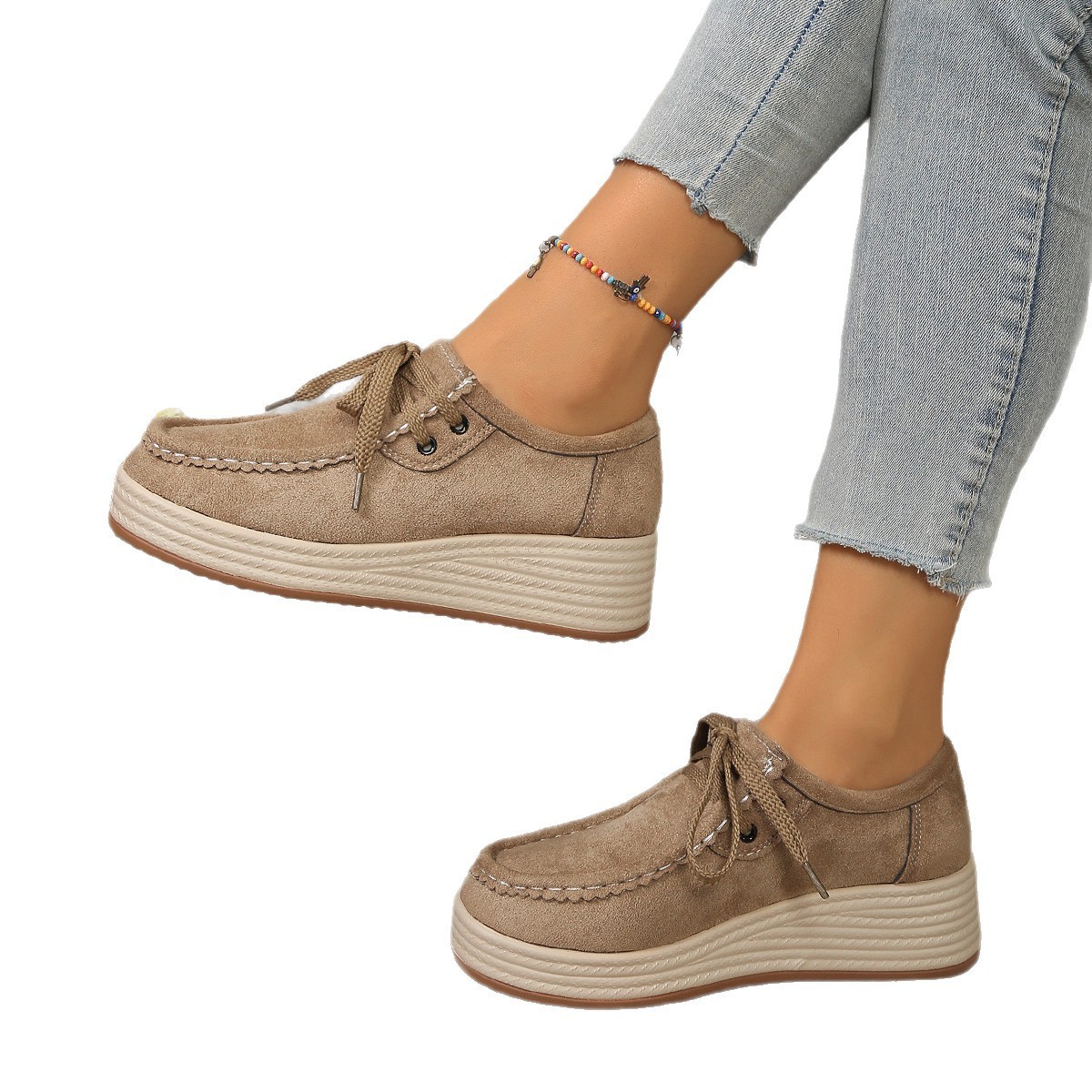 Chunky-soled Pumps With Front Laces Casual Chunky-soled Shoes 7 Chunky-soled Pumps With Front Laces Casual Chunky-soled Shoes - Image 7